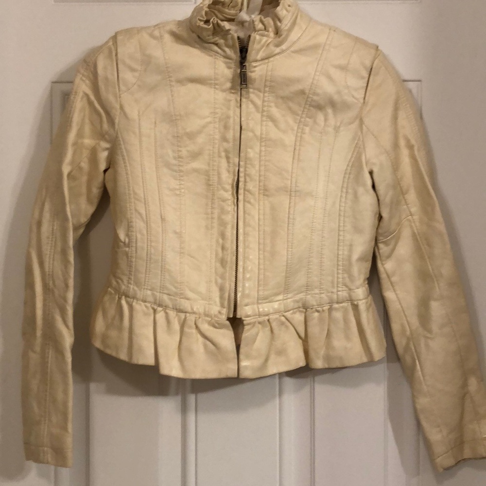 Faux leather jacket.